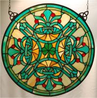 SHAMROCK ROUND WINDOW TIFFANY STYLE